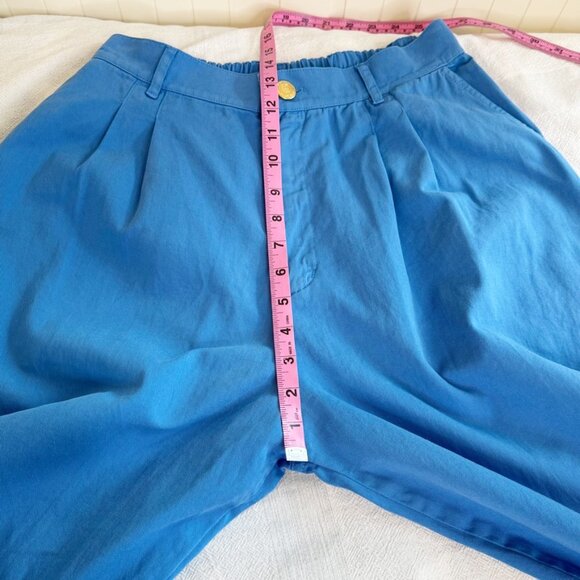 Big Bud Press Petite Trousers Blue Cotton Twill High Waist Relaxed Fit Petite M - Picture 10 of 13